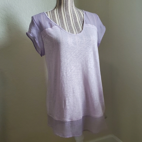 LUCKY BRAND LAVENDER BOHO TOP size L - Picture 1 of 9
